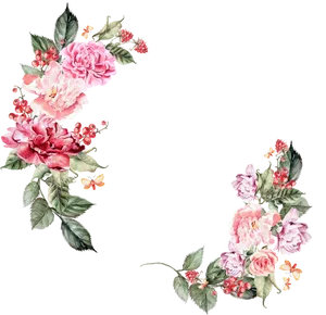 Elegant Floral Corner Design PNG Image