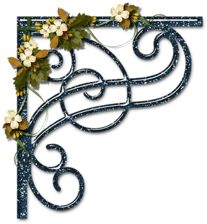 Elegant Floral Corner Design PNG Image