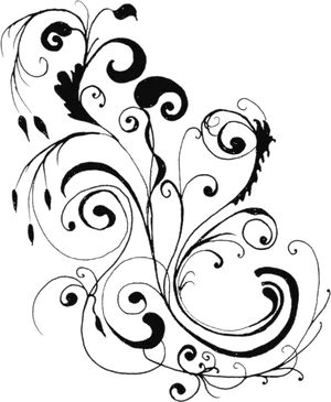 Elegant Floral Design Black Background PNG Image