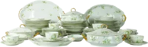Elegant Floral Dinnerware Set PNG Image
