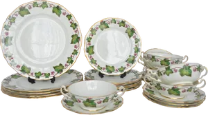 Elegant Floral Dinnerware Set PNG Image