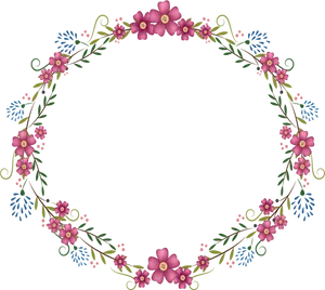 Elegant Floral Frame Black Background PNG Image