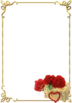 Elegant Floral Framewith Gift PNG Image