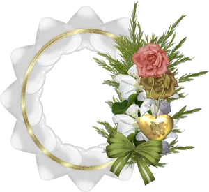 Elegant Floral Framewith Roseand Heart Pendant PNG Image