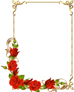 Elegant Floral Golden Border Design PNG Image