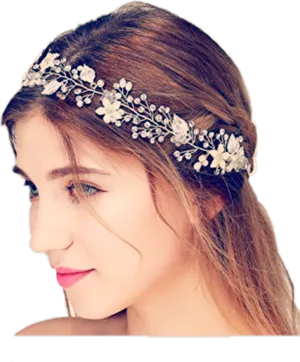 Elegant Floral Headband Girl PNG Image