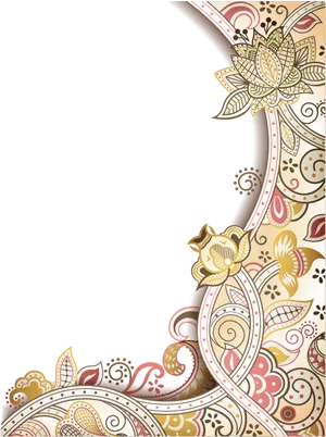 Elegant Floral Paisley Border Design PNG Image