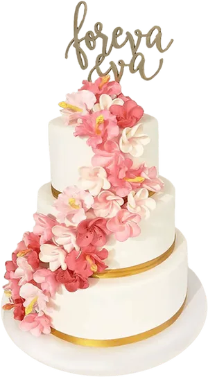 Elegant Floral Wedding Cake PNG Image