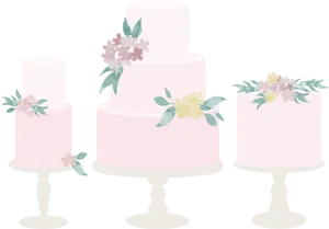 Elegant Floral Wedding Cakes PNG