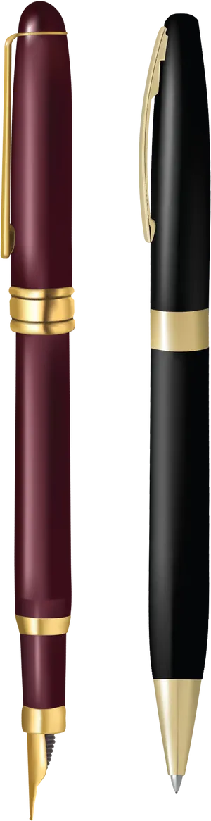 Elegant Fountainand Ballpoint Pens PNG Image