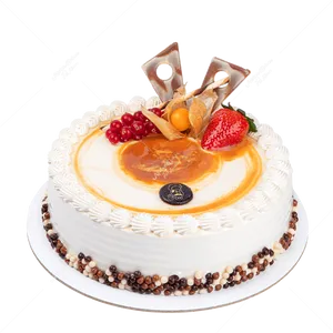 Elegant Fruit Garnished Cake PNG Image