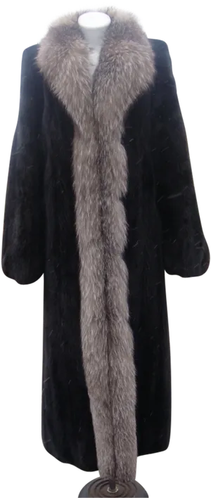 Elegant Fur Trimmed Coat PNG Image