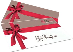 Elegant Gift Certificatewith Red Ribbon PNG Image