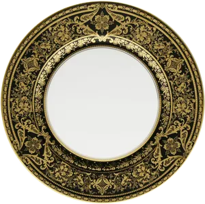 Elegant Gold Black Dinner Plate PNG Image