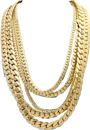 Elegant Gold Chains Black Background PNG Image