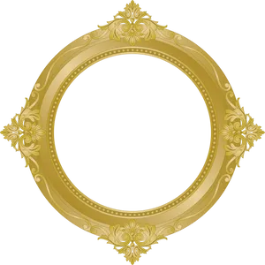 Elegant Gold Circle Frame PNG Image