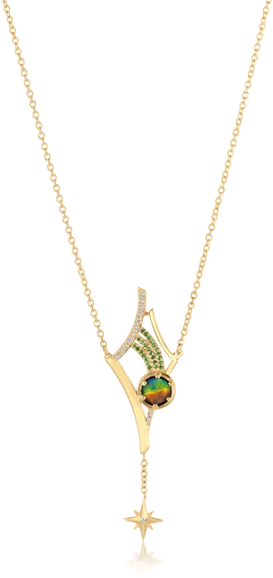 Elegant Gold Diamond Necklacewith Gemstone Pendant PNG Image