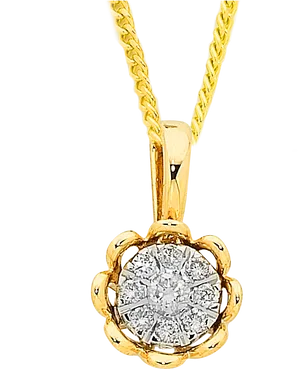 Elegant Gold Diamond Pendant PNG Image