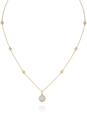 Elegant Gold Diamond Pendant Necklace PNG Image