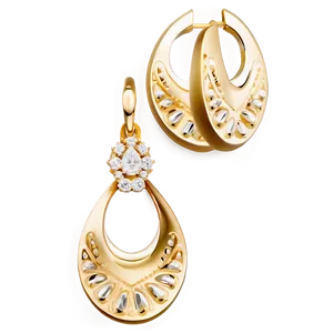 Elegant Gold Earrings Png Mfu74 PNG Image