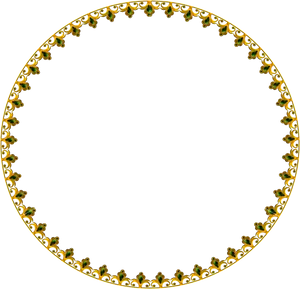 Elegant Gold Floral Circle Frame PNG Image