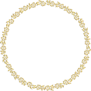 Elegant Gold Floral Frame PNG Image