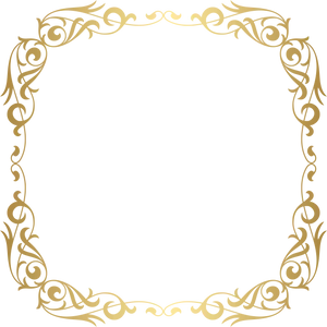 Elegant Gold Floral Frame PNG Image