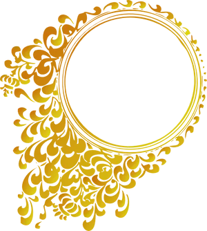 Elegant Gold Floral Frame PNG Image