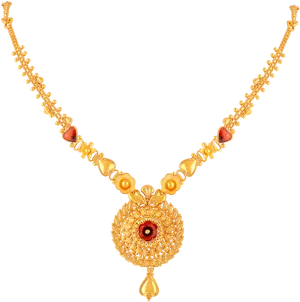 Elegant Gold Necklace Design PNG Image