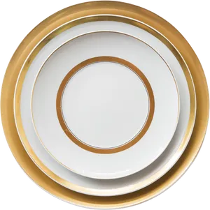 Elegant Gold Rimmed Dinner Plates PNG