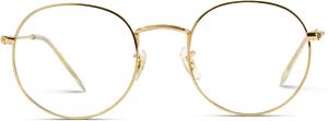 Elegant Gold Round Eyeglasses Isolated PNG Image