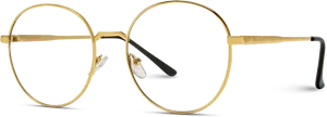 Elegant Gold Round Eyeglasses PNG Image