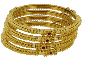 Elegant Gold Tone Bangle Set PNG Image