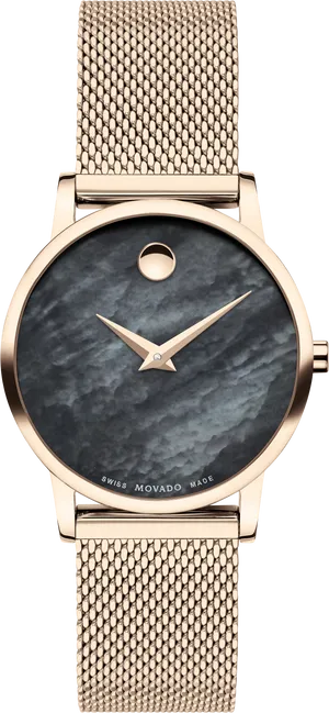 Elegant Gold Tone Wristwatch Movado PNG Image