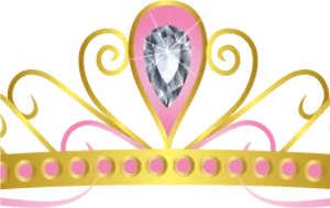 Elegant Golden Crownwith Pink Gemstone PNG Image