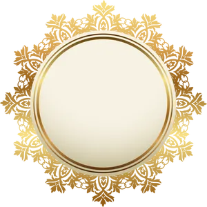 Elegant Golden Floral Frame PNG Image