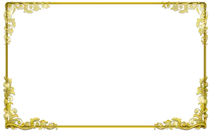 Elegant Golden Floral Frame PNG Image