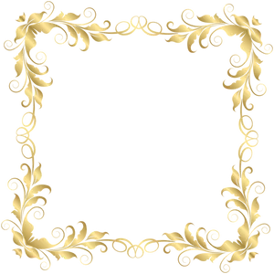 Elegant Golden Floral Wedding Frame PNG Image