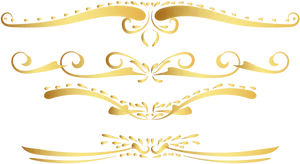 Elegant Golden Flourishes Border Design PNG Image