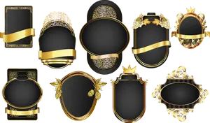 Elegant Golden Frames Collection PNG Image