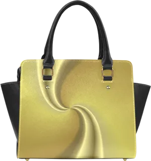 Elegant Golden Handbagwith Black Trim PNG Image