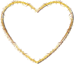 Elegant Golden Heart Frame PNG Image