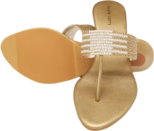 Elegant Golden Ladies Chappal PNG Image