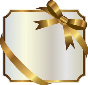 Elegant Golden Ribbon Frame PNG Image