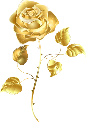 Elegant Golden Rose Artwork PNG Image