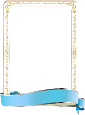 Elegant Golden Scroll Frame PNG Image