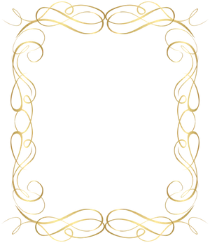 Elegant Golden Scrollwork Frame PNG Image