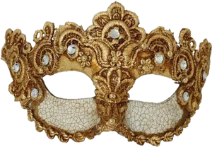 Elegant Golden Venetian Mask PNG Image