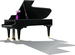 Elegant Grand Pianowith Orchid PNG Image