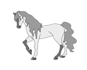 Elegant Gray Horse Illustration PNG Image